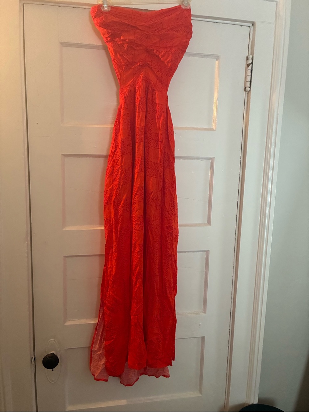 Free People Strapless Orange-Red Maxi Dress - Picture 2 of 4